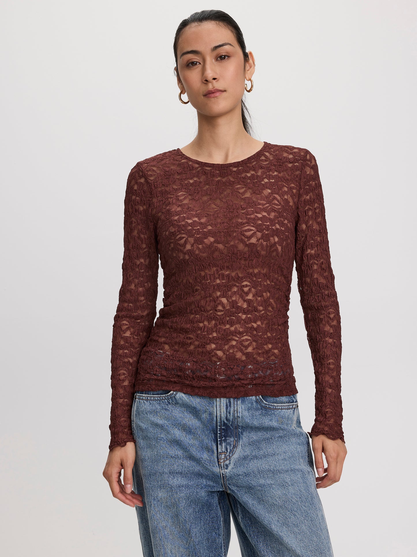 Long-Sleeve Lace Top