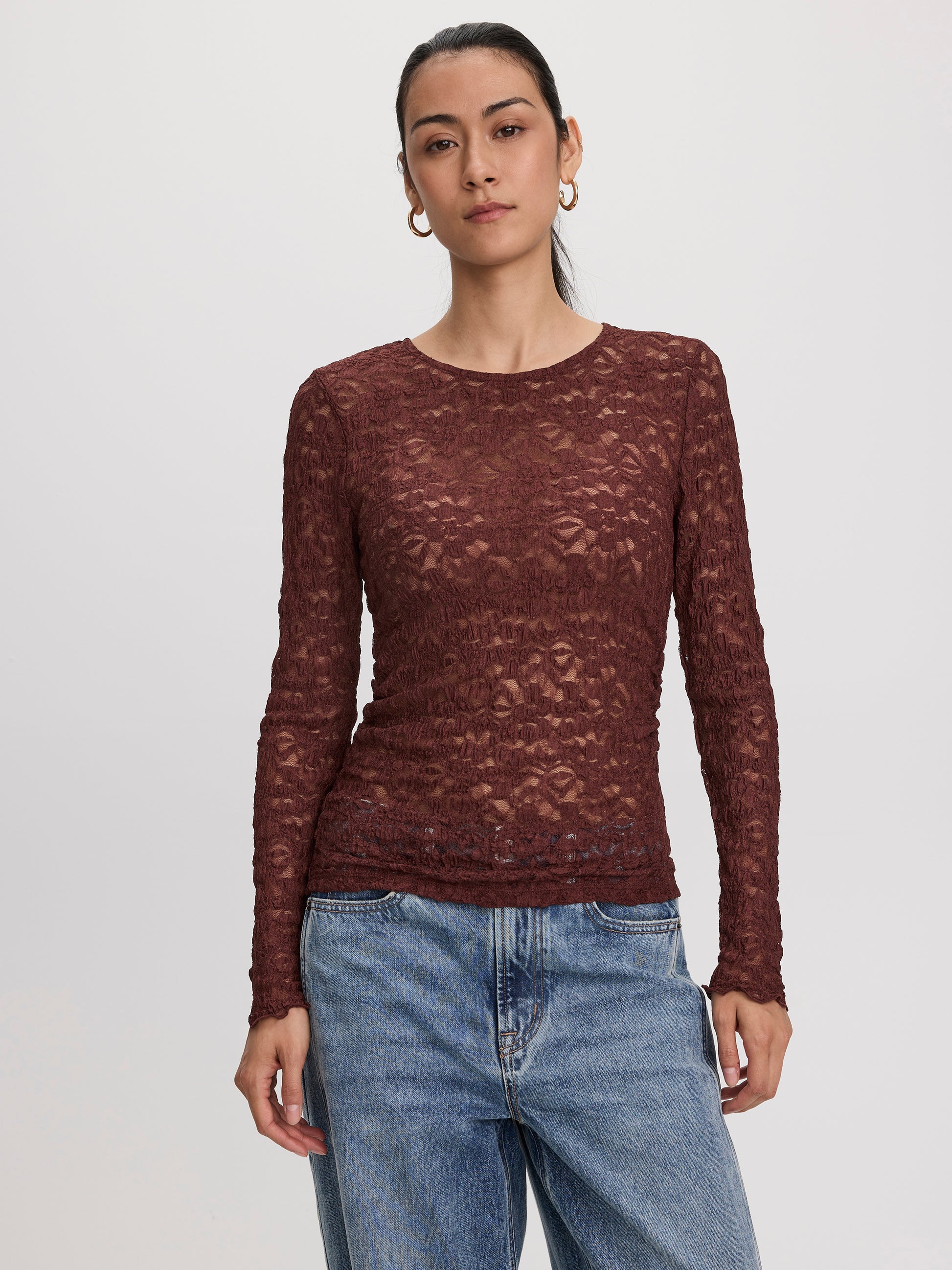 Long-Sleeve Lace Top