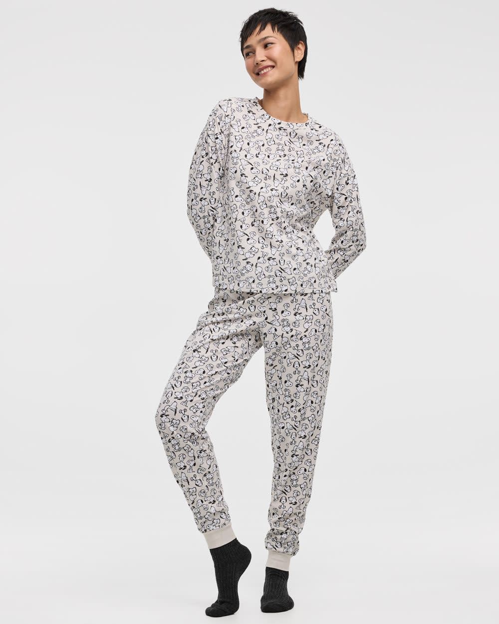 Long-Sleeve Top and Jogger Snoopy Cotton Pyjama Set