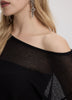 Semi-Sheer Long-Sleeve Boat-Neck Sweater