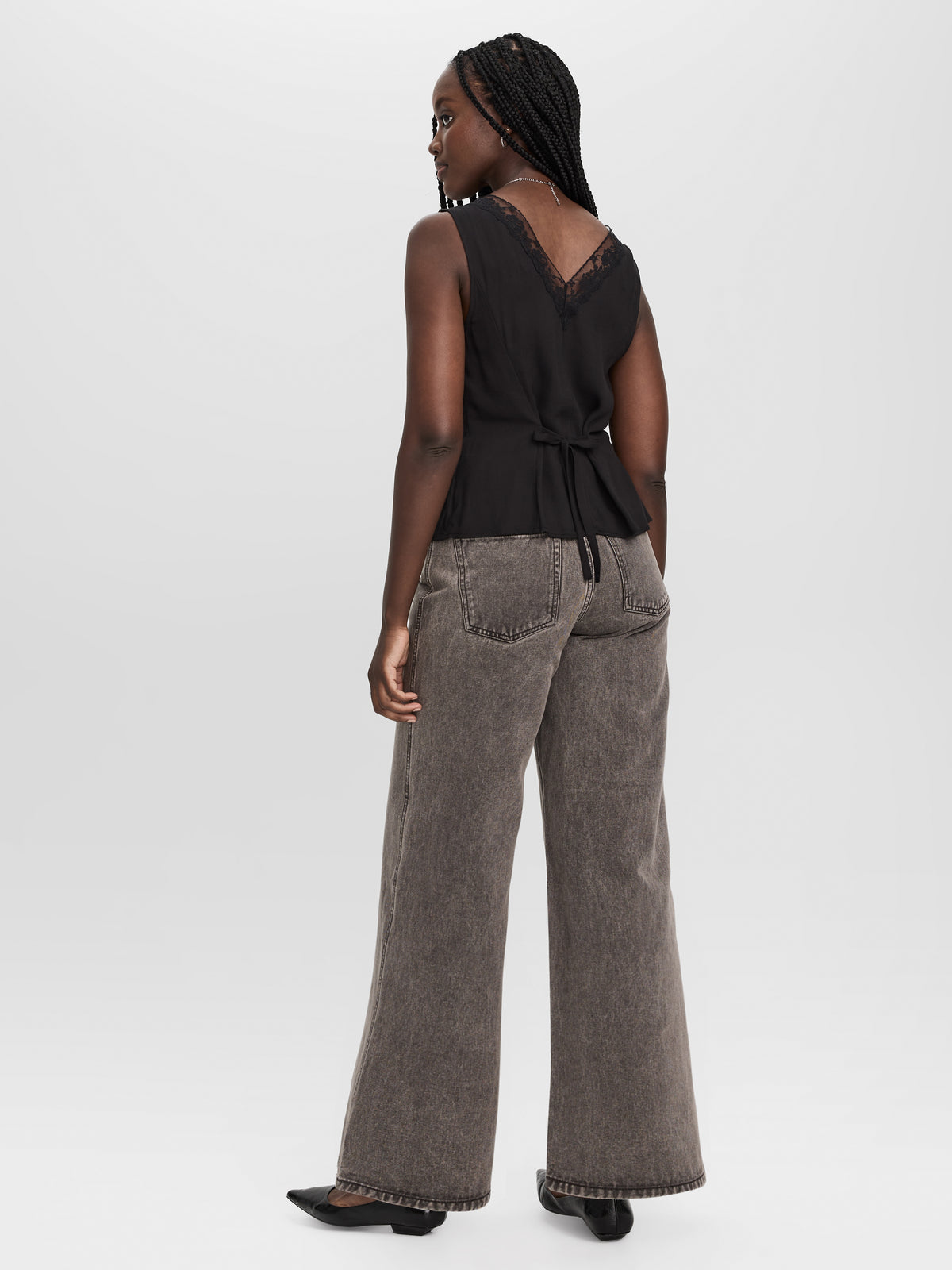 Sleeveless Blouse with Lace Trim