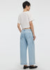 Jean court à jambe large et taille haute