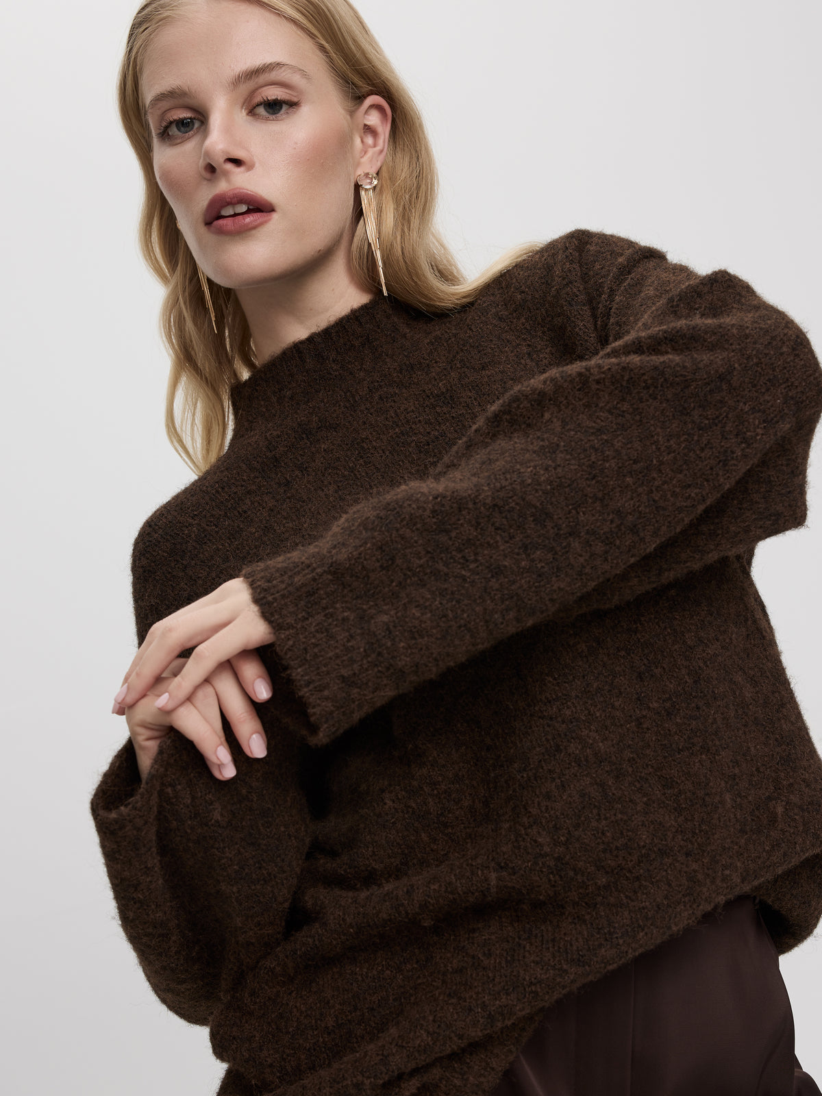 Long-Sleeve Mock-Neck Wool-Blend Sweater
