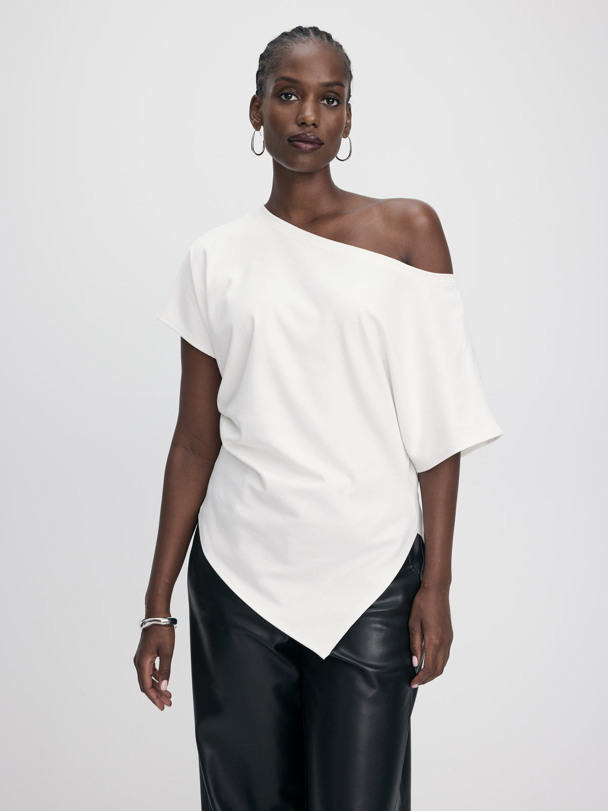 Long-Sleeve Boat-Neck Off-the-Shoulder Top