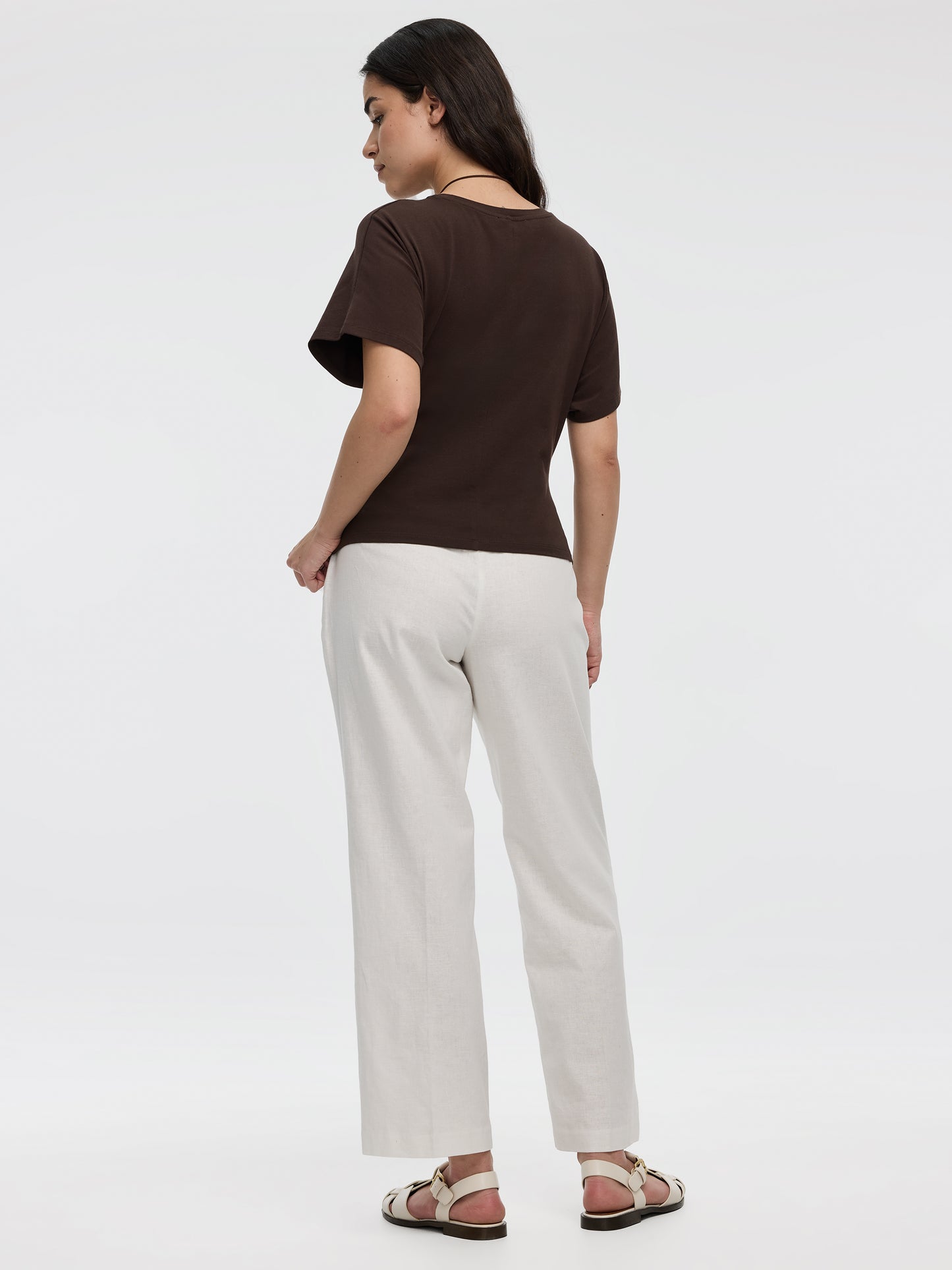 Short-Sleeve Crew-Neck Tee with Shirred Sides