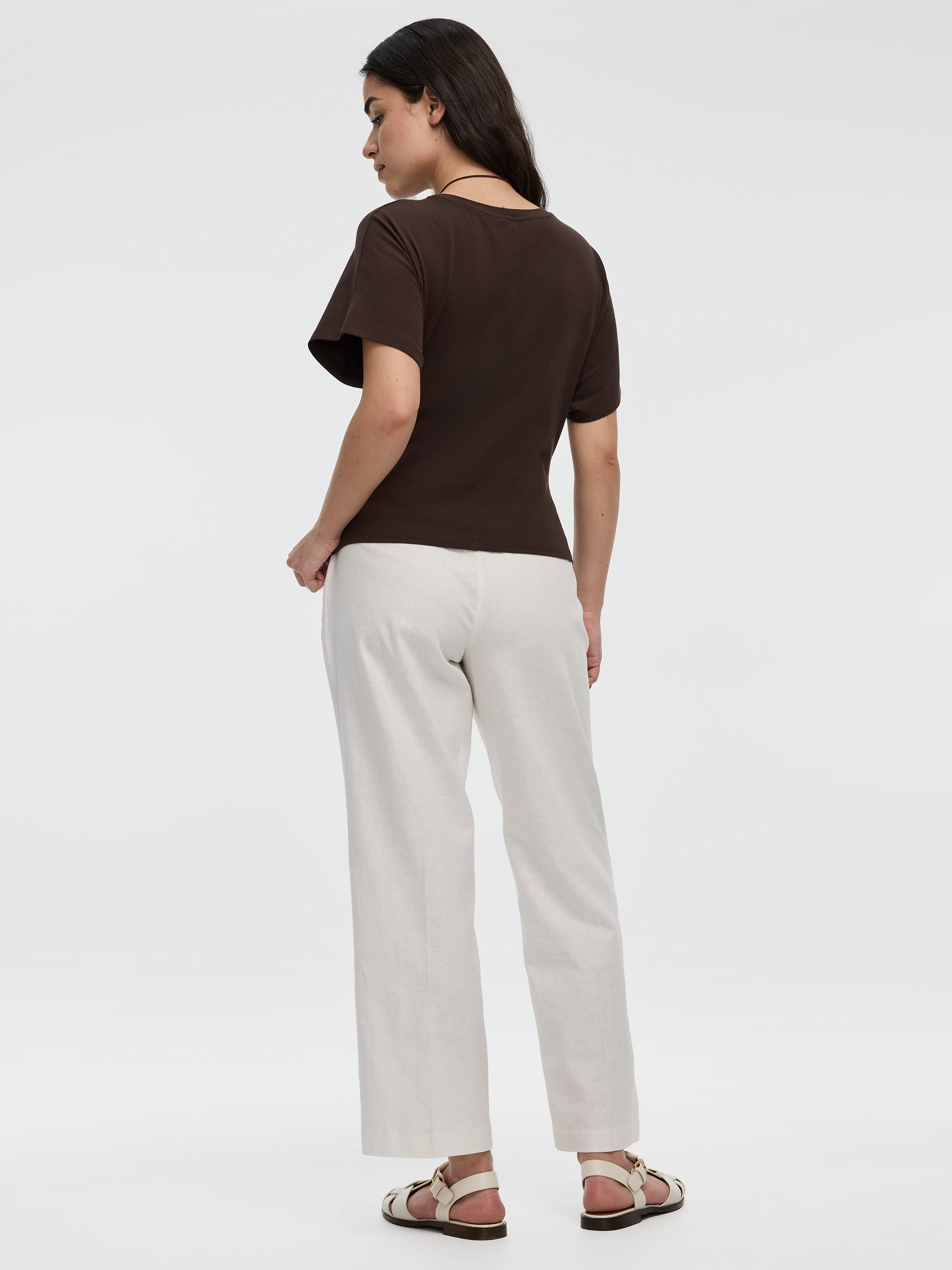 Short-Sleeve Crew-Neck Tee with Shirred Sides