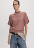 Merino-Blend Short-Sleeve Mock-Neck Sweater