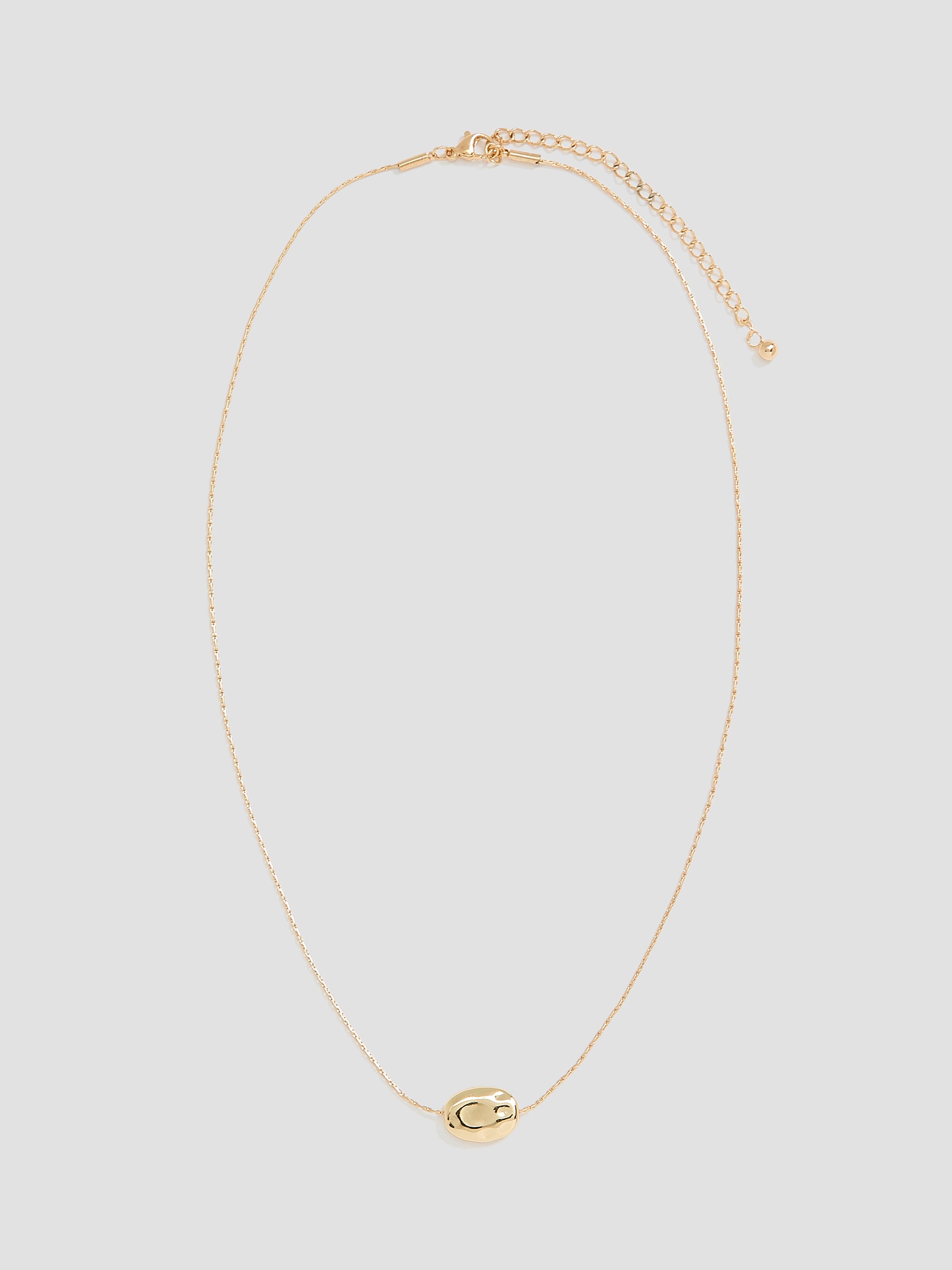 Short Necklace with Stainless Steel Textured Pendant