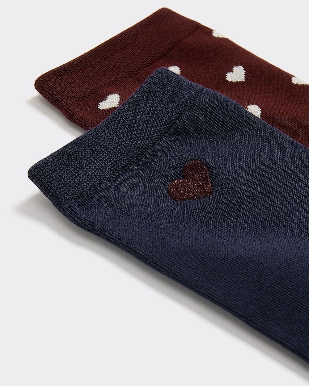 Crew Socks with Hearts - 2 Pairs