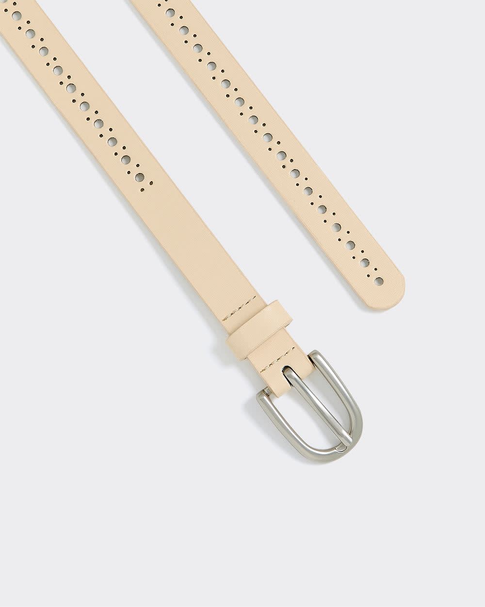 Women's Laser-Cut Faux Leather Belt with Oval Buckle | Reitmans
