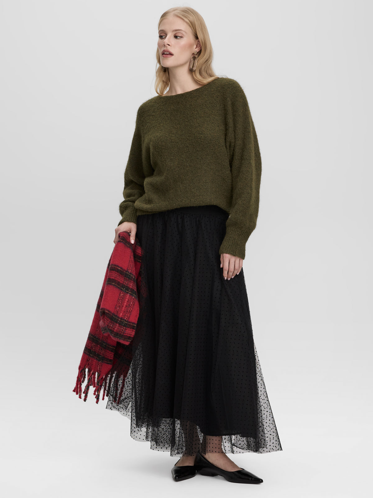 Maxi Tulle Skirt with Dots