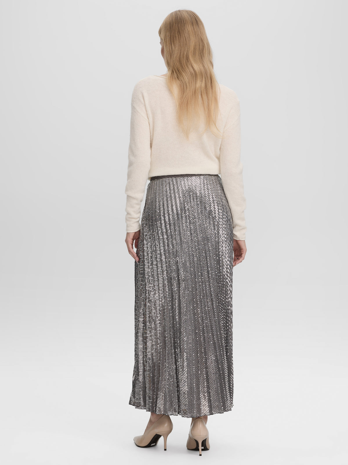 Maxi Pleated Sequins Skirt