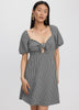 Short-Puffy-Sleeve Mini Dress with Sweetheart Neckline