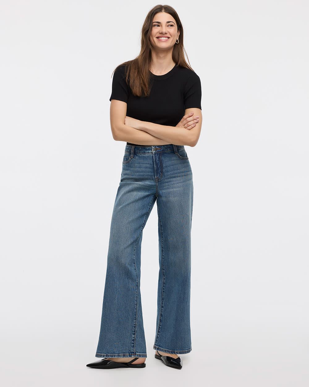 Wide-Leg Mid-Rise Jean