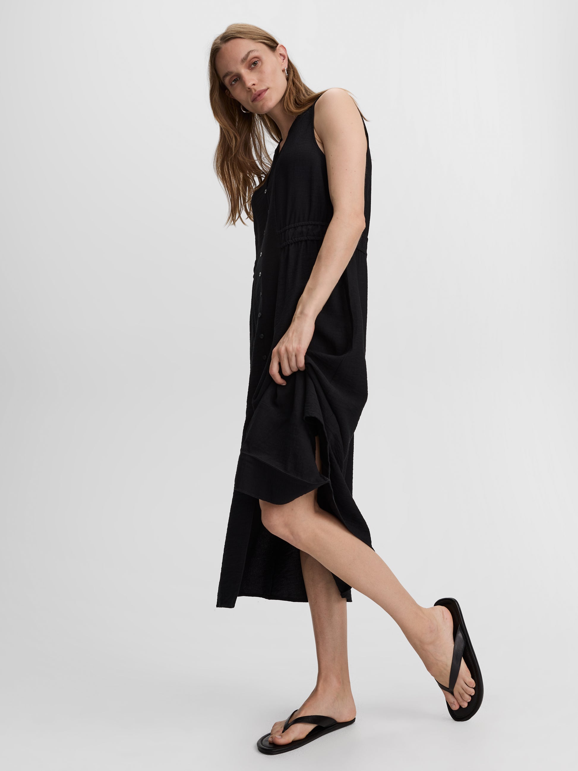 Sleeveless Midi Shirtdress