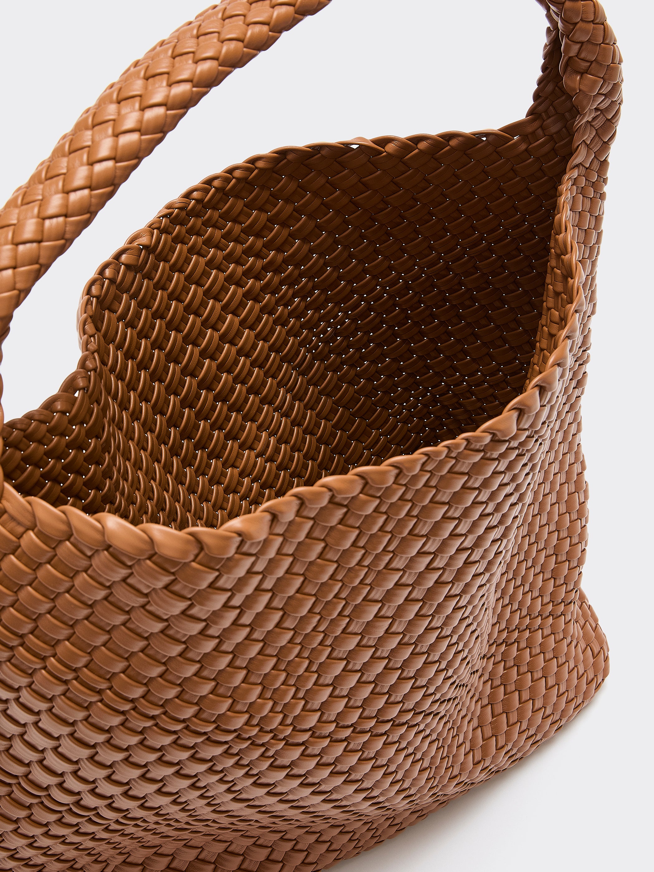 Braided Faux-Leather Shoulder Bag