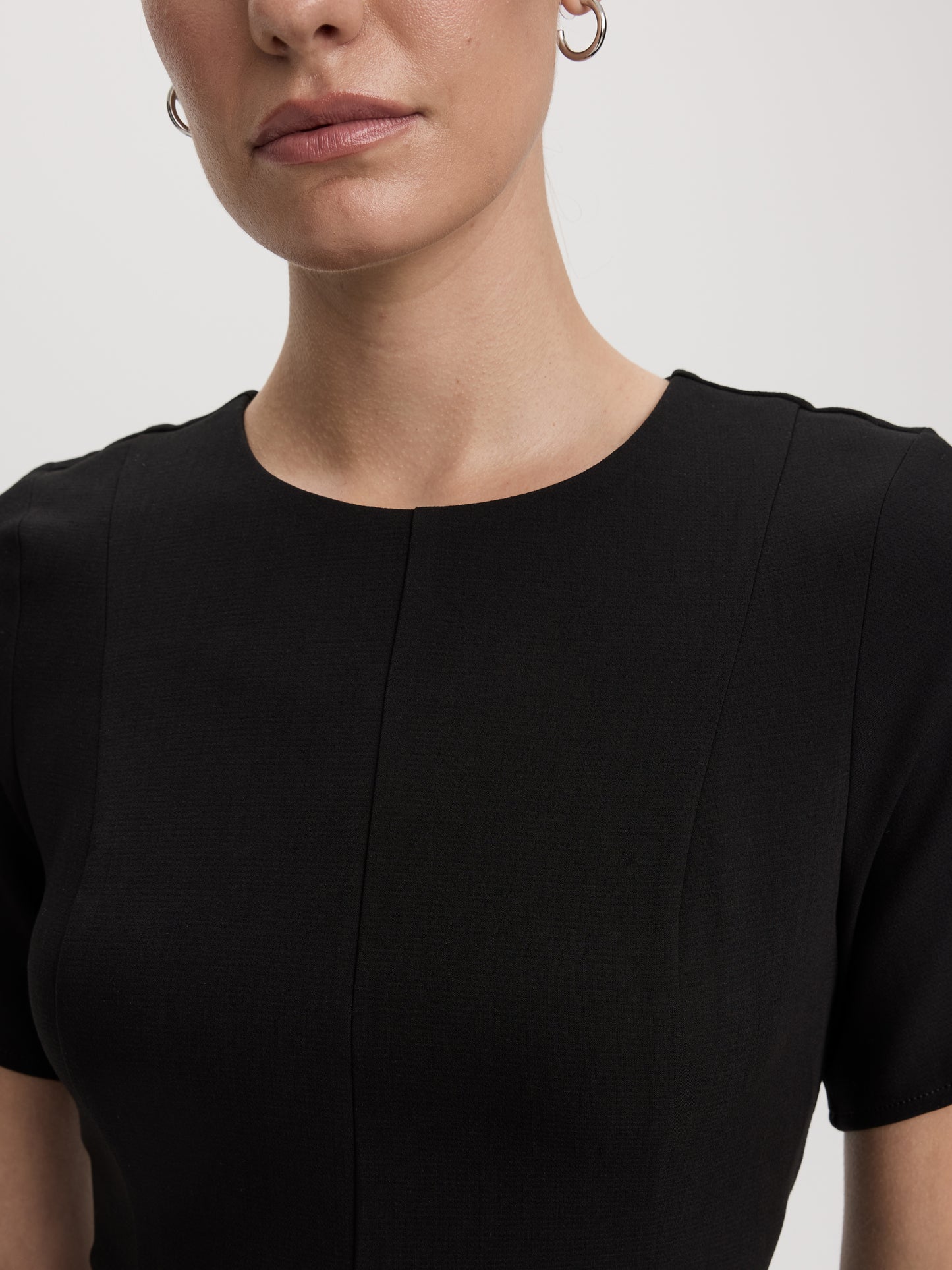 Short-Sleeve Crew-Neck Fit-and-Flare Dress
