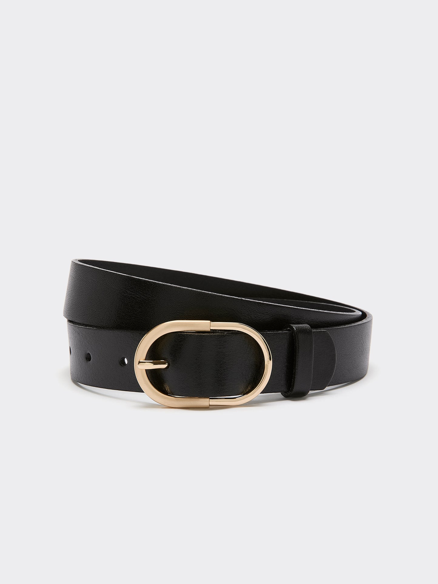 Leather Belt with Oval Buckle