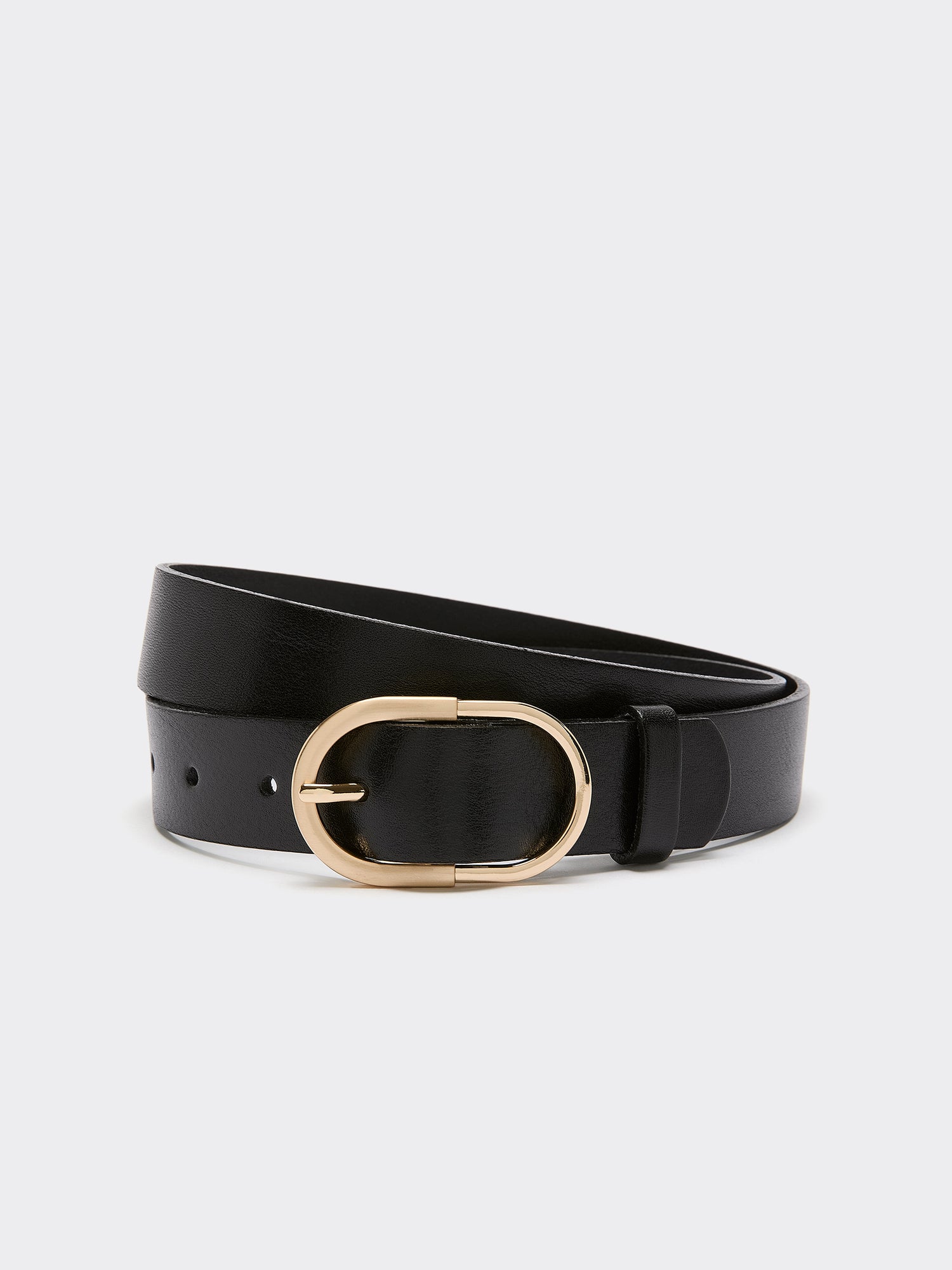 Leather Belt with Oval Buckle