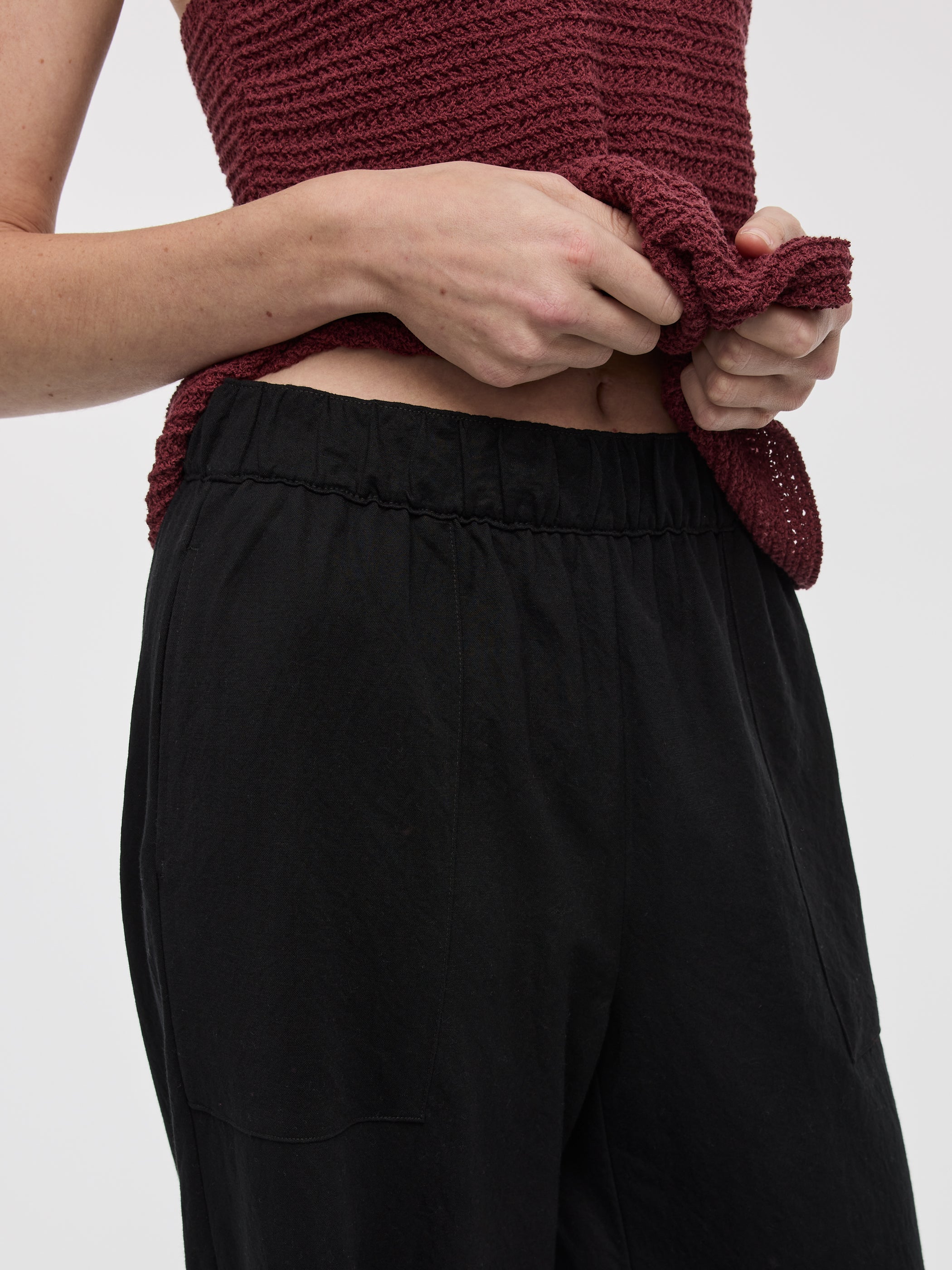 Wide-Leg High-Rise Pull-On Piqué Pant