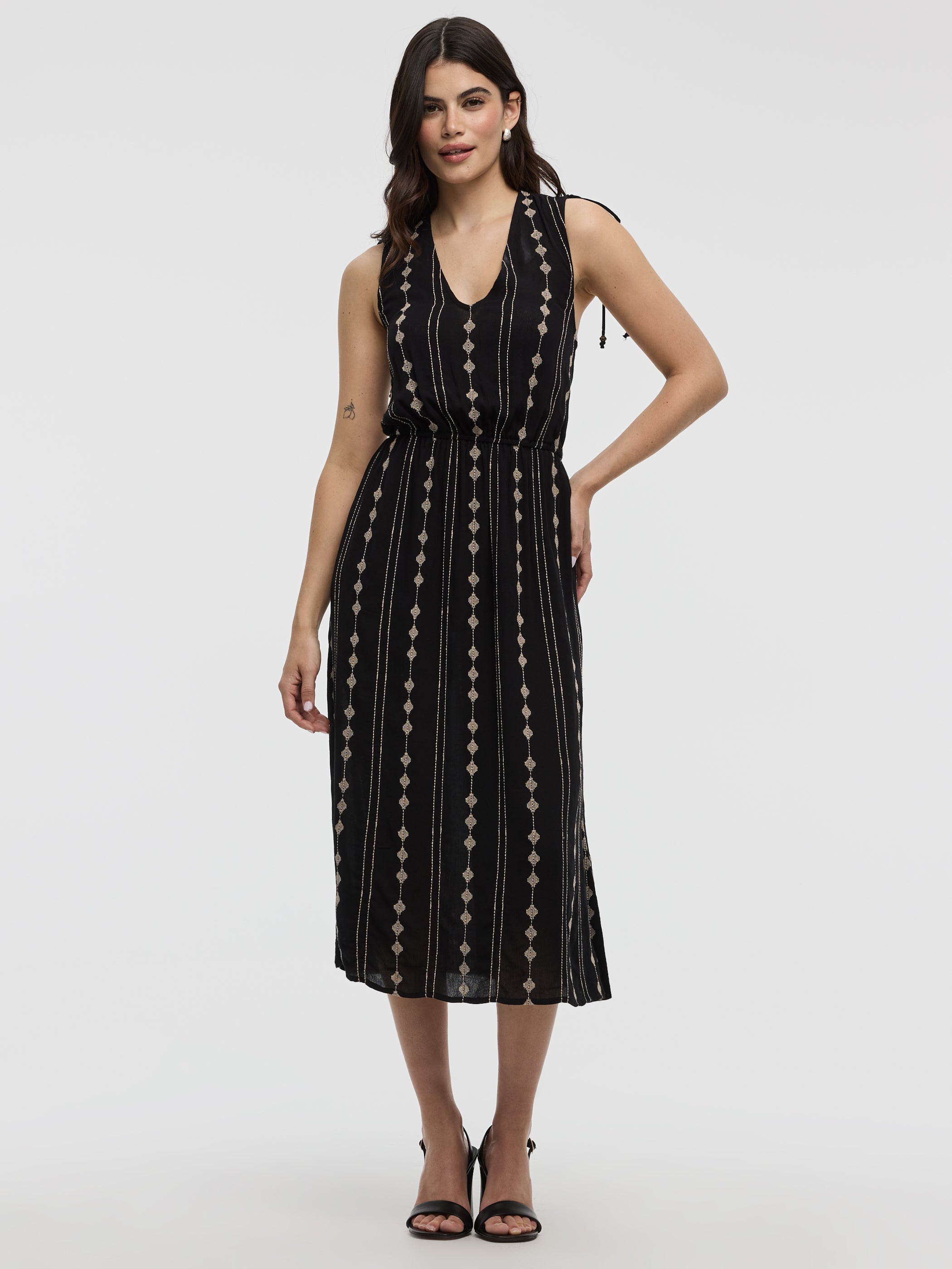 Sleeveless V-Neck Midi Dress