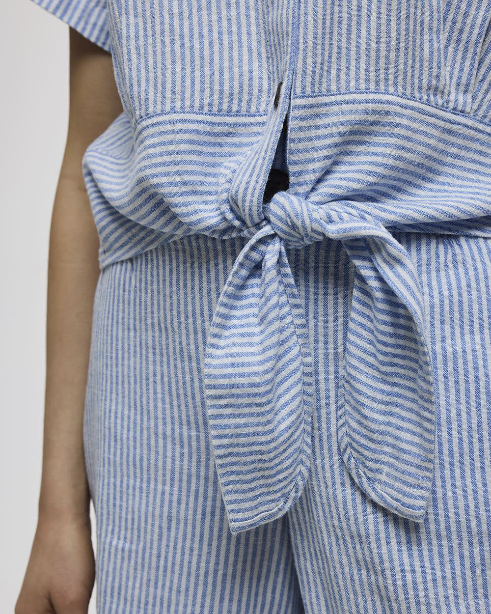 Short-Sleeve Shirt with Self-Tie Hem