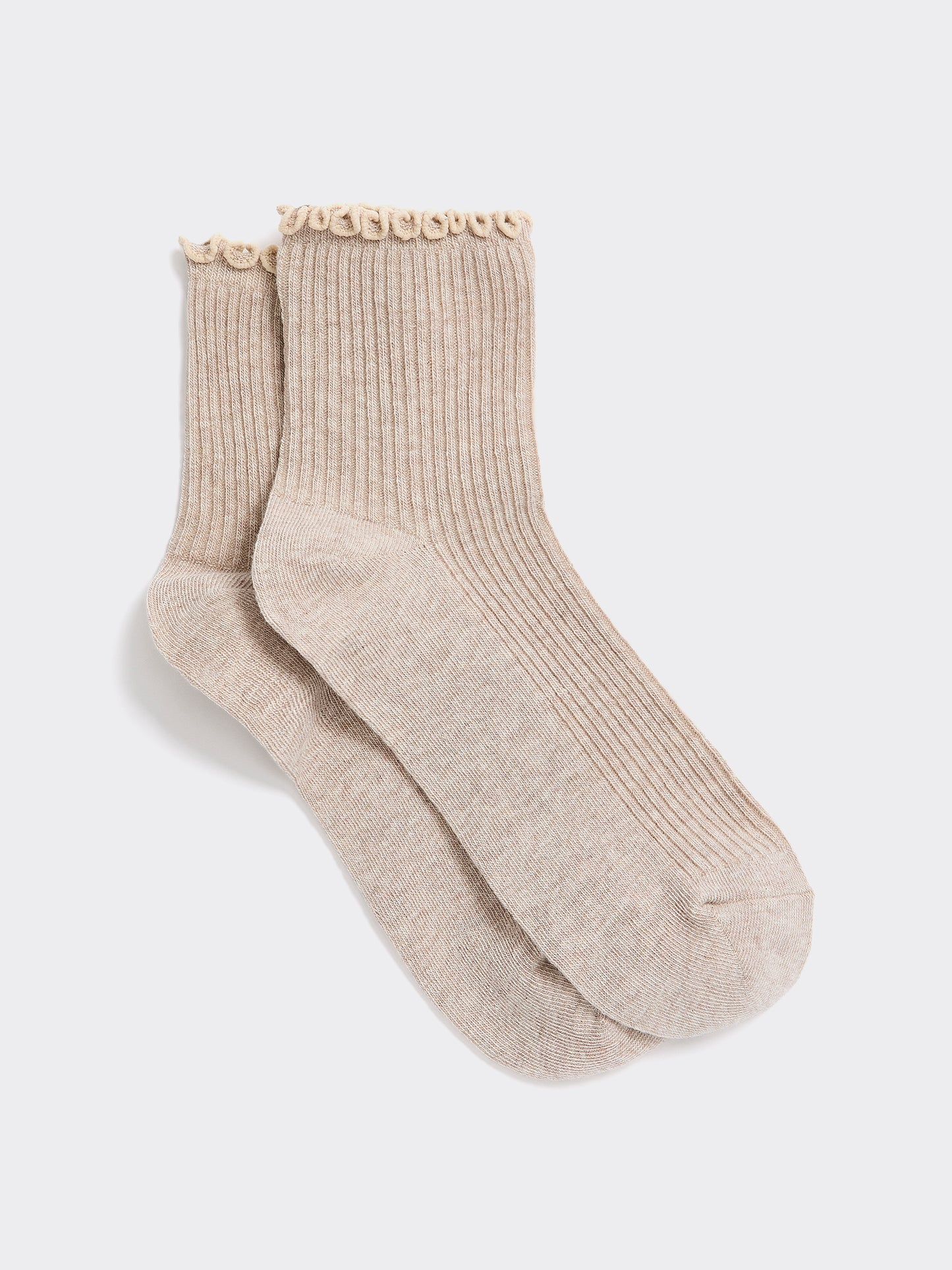 Cotton Anklet Socks with Ruffled Hems