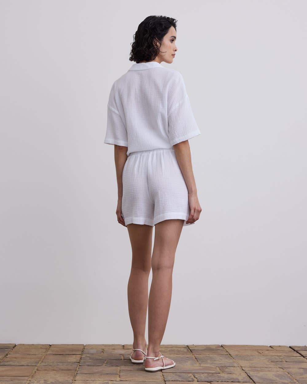 Short en coton gaufré