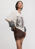 Short-Sleeve Crew-Neck Long T-Shirt with Print