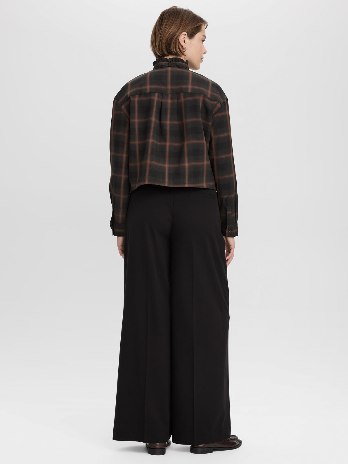 Long-Sleeve Blouse with Mock Neckline with Ruffles