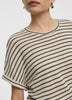 Striped Short-Dolman-Sleeve Crew-Neck Tee