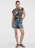 Extended-Sleeve Shirred Tee with Drawstrings