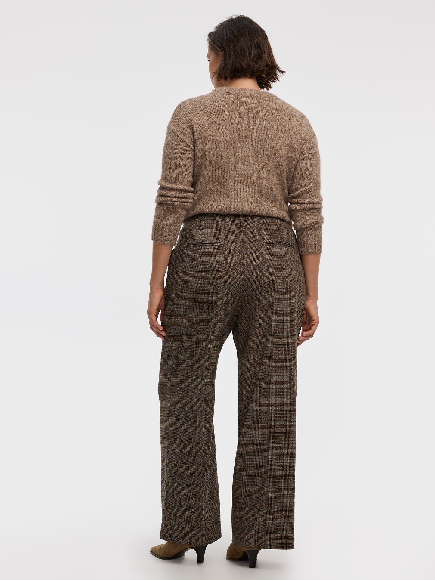 Wide-Leg High-Rise Plaid Pants - Curvy Fit