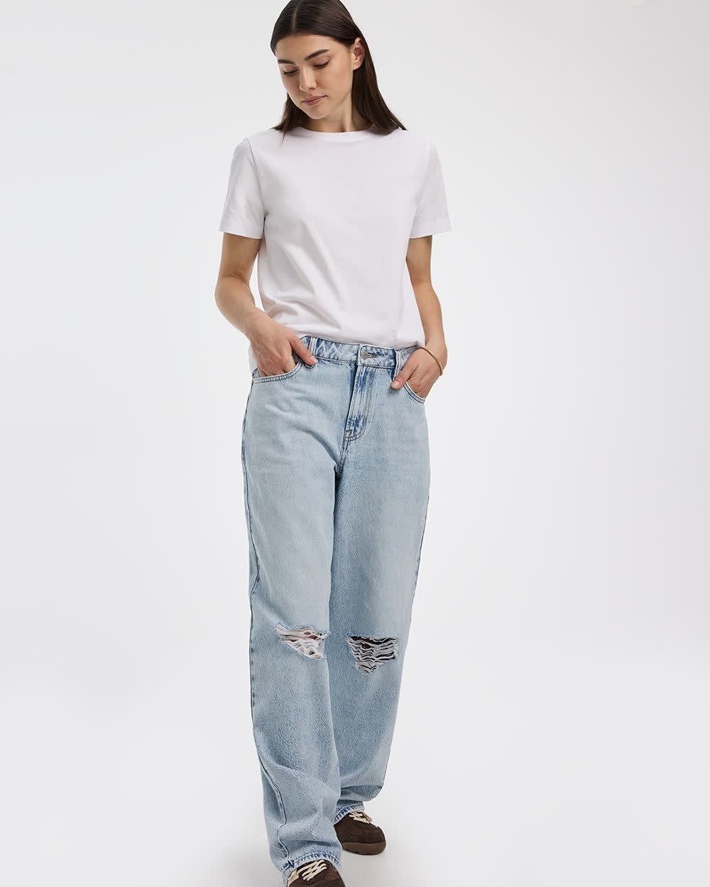 Mid-Rise Ripped Baggy Jean