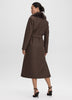Wool-Blend Long Jacket with Sash and Removable Faux Fur