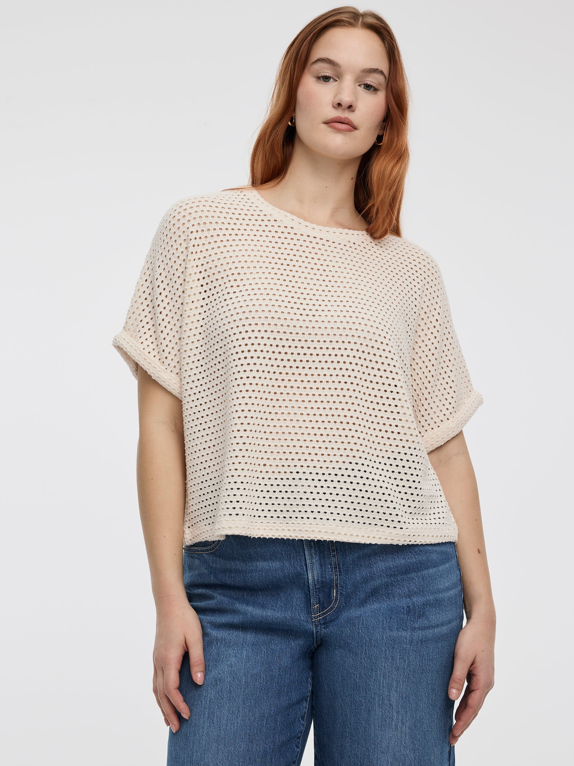Short-Dolman-Sleeve Boat-Neck Tee