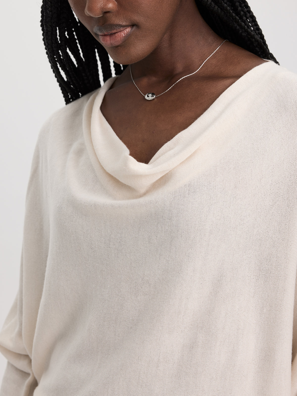 Long-Sleeve Cowl-Neck Loose Sweater
