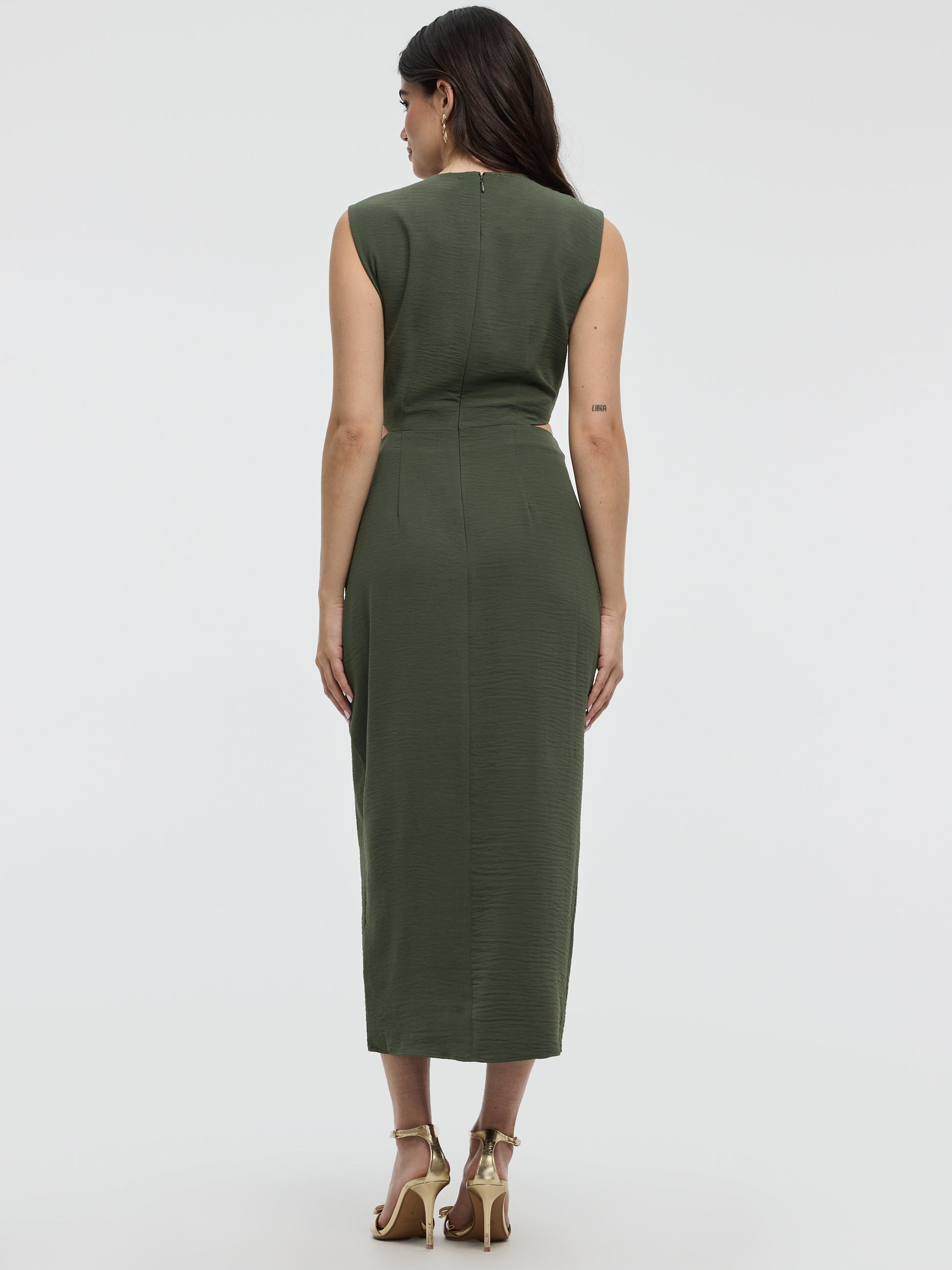 Sleeveless Fitted Maxi Dress with Cut-Out Details