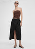 Linen-Blend Wrap Maxi Skirt