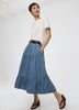 Jupe midi étagée en denim à enfiler 