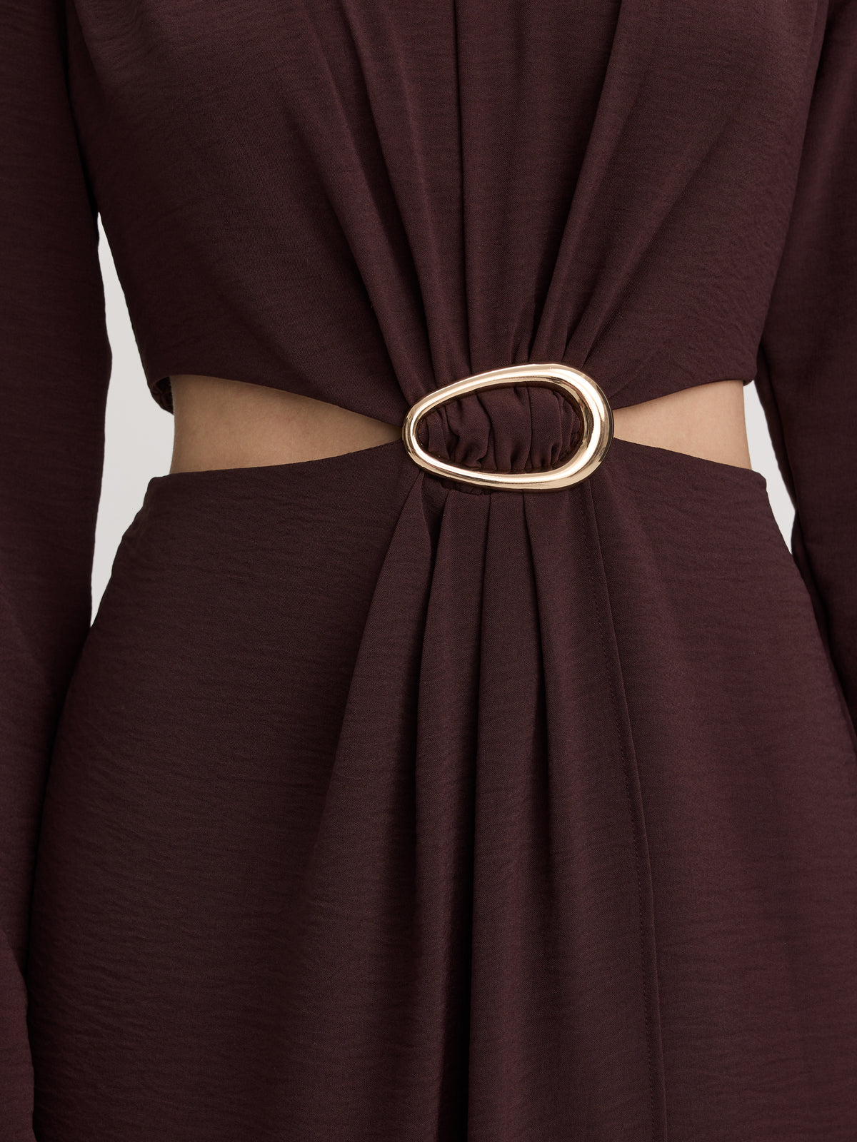 Long-Sleeve Midi Dress with Cut-Out Details