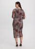 Long-Sleeve Mesh Midi Dress with Side Shirrings