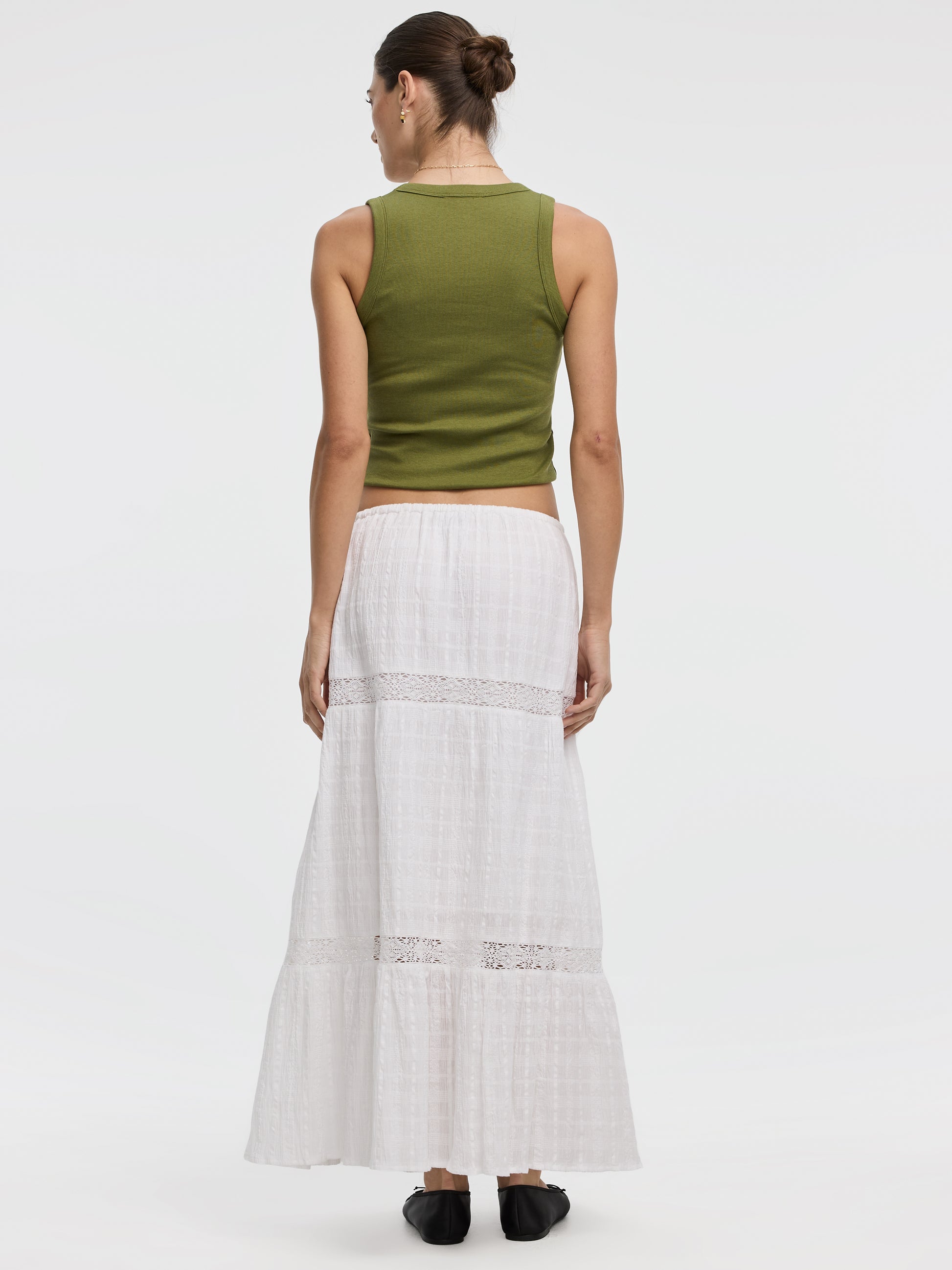 Pull-On Tiered Maxi Skirt