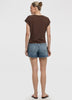 Extended-Sleeve Shirred Tee with Drawstrings