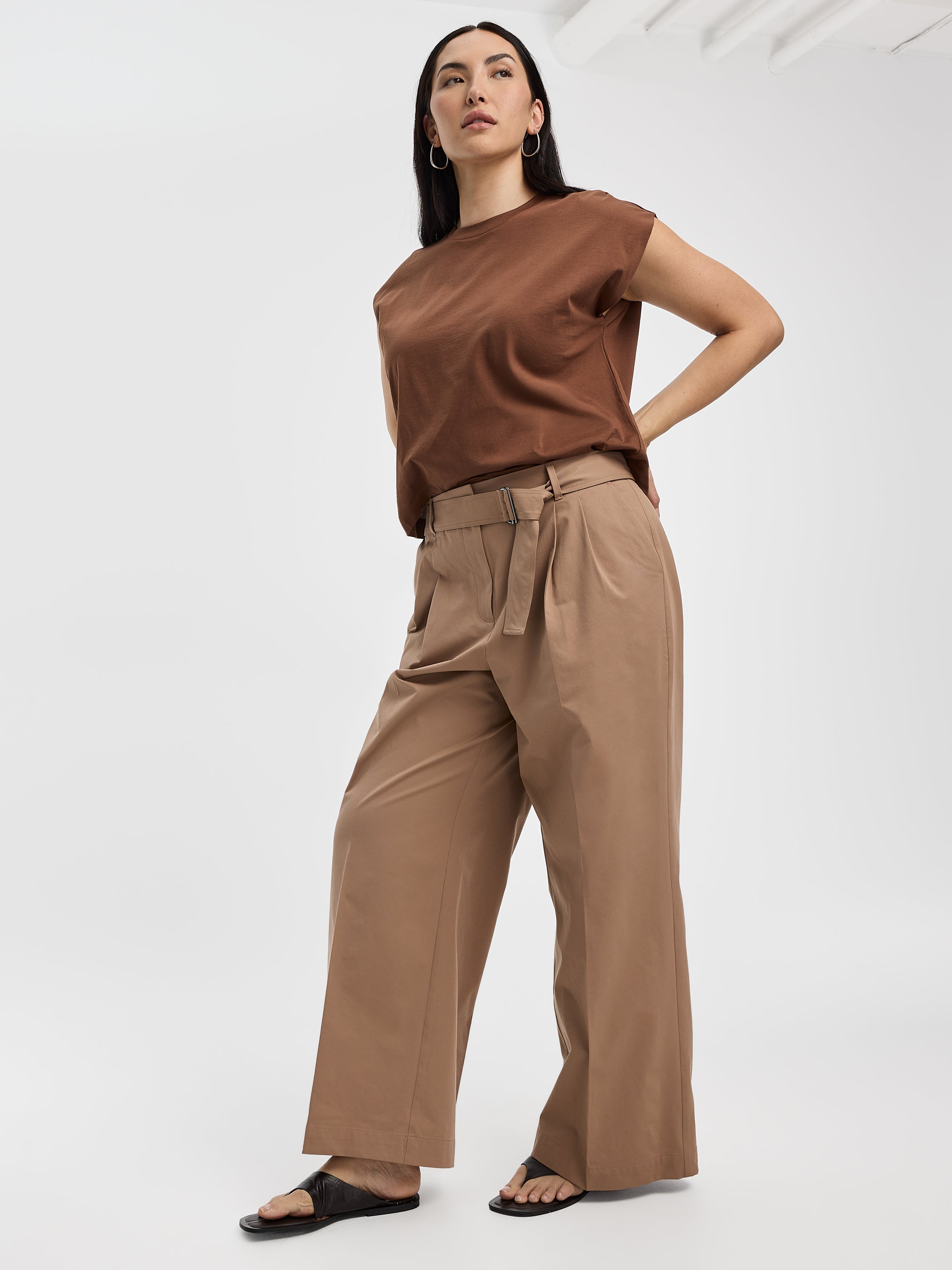 Women's Wide-Leg Belted Pant – Techno Twill, High Rise | Reitmans