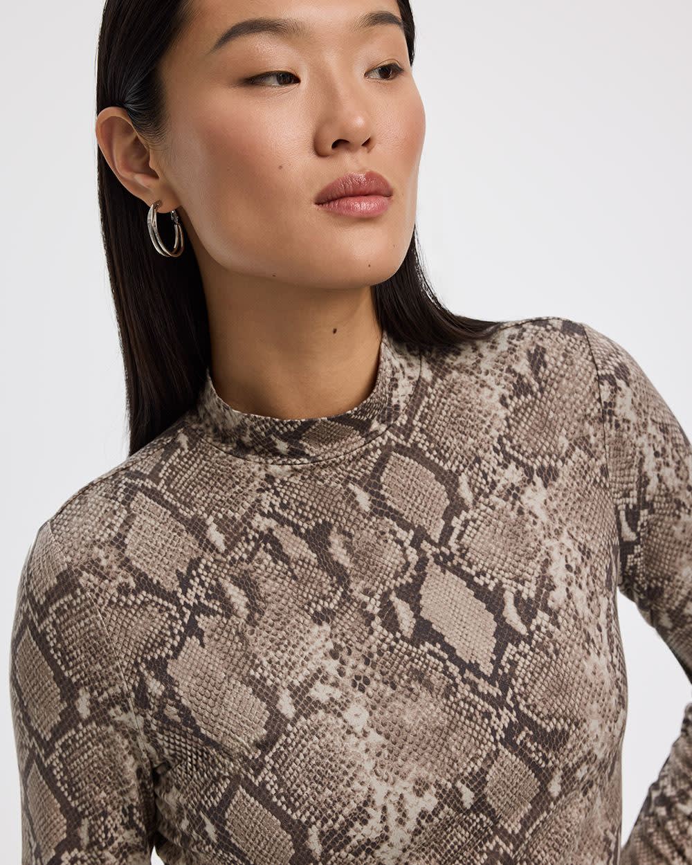 Long-Sleeve Mock-Neck Top