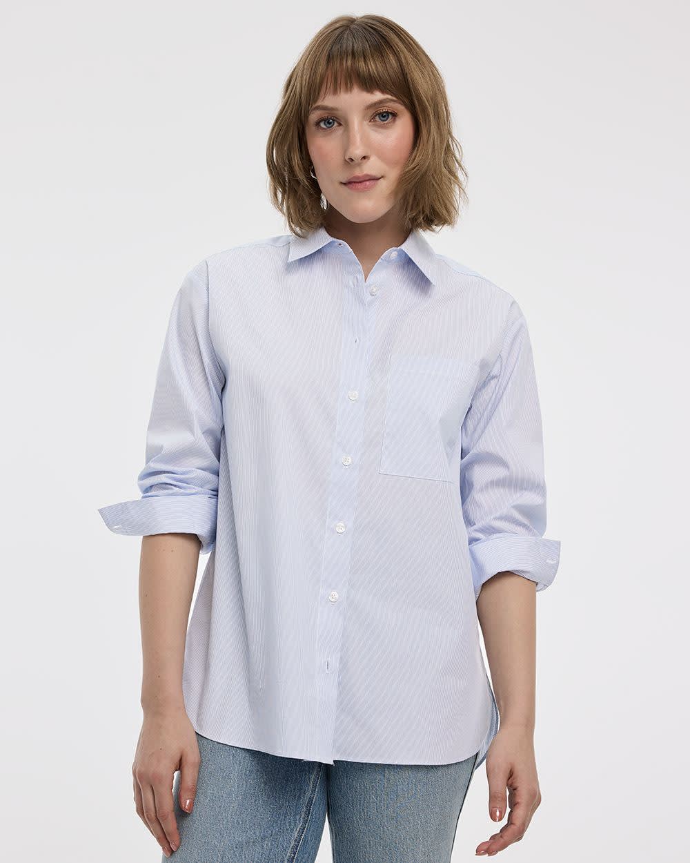 Long-Sleeve Poplin Shirt with Chest Pocket - R Essentials