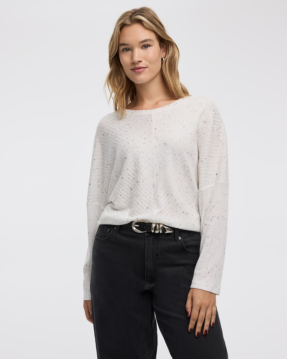 Long-Sleeve Crew-Neck Snit Top
