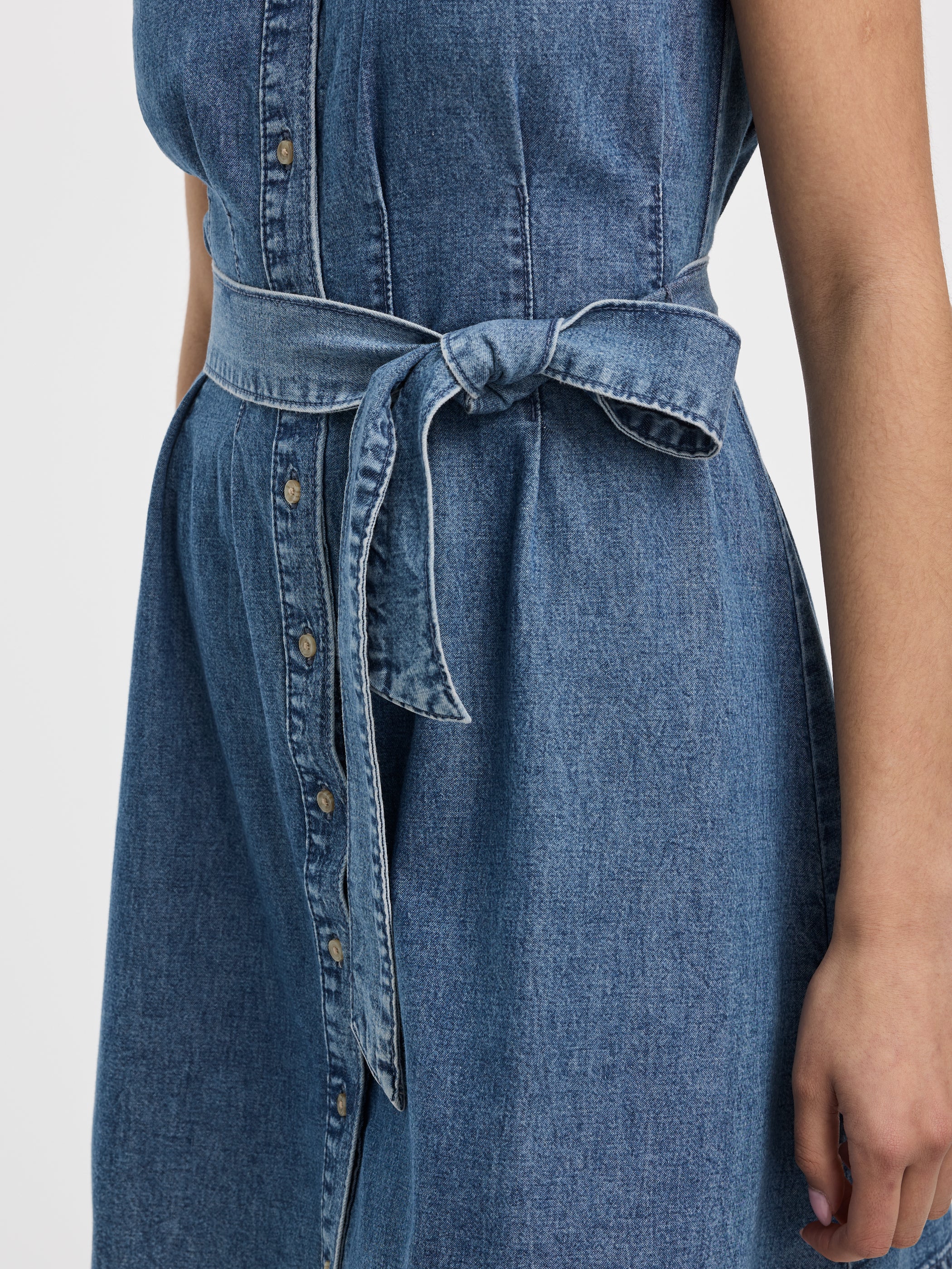 Cap-Sleeve Belted Shirtdress