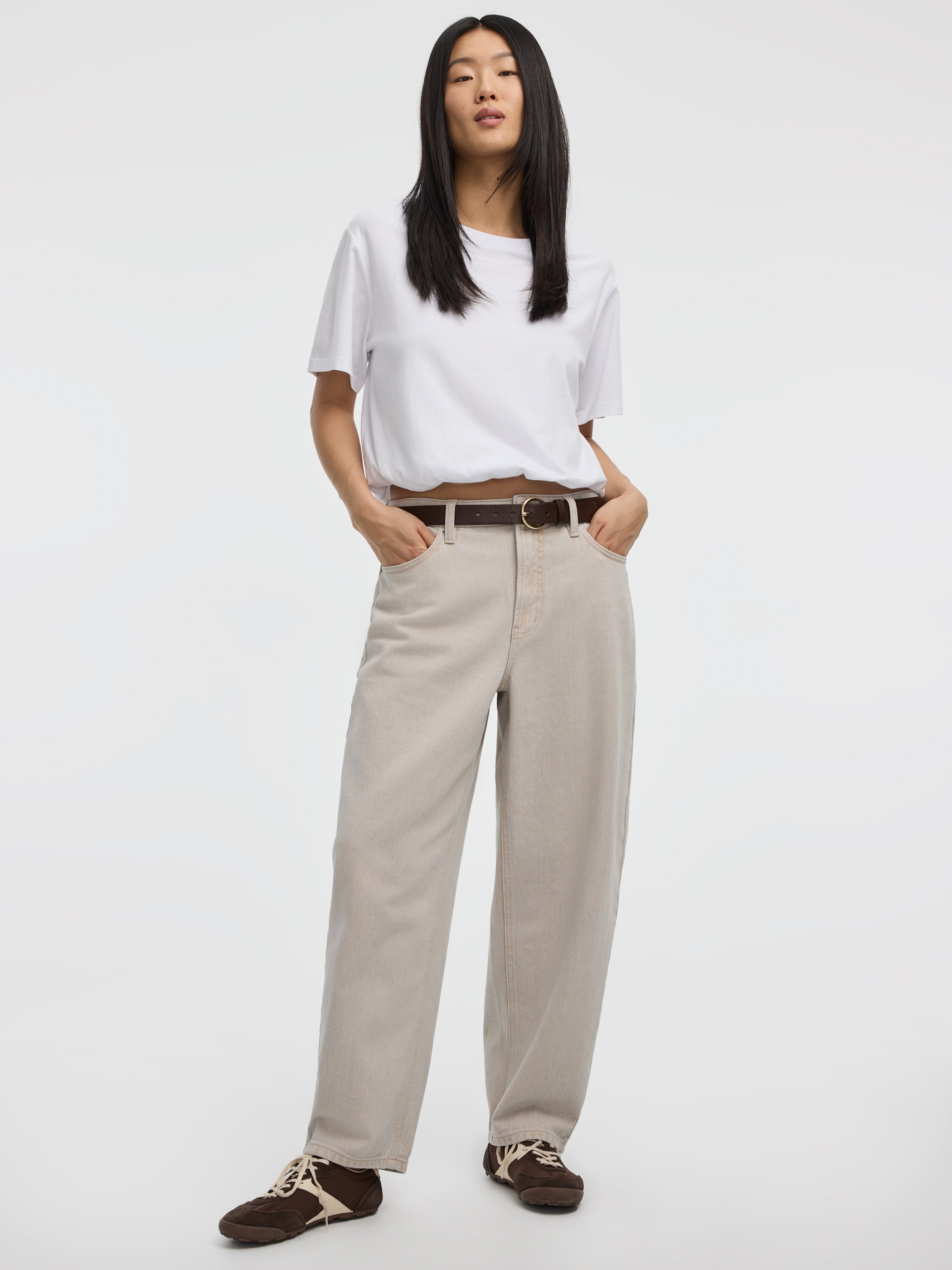 Jeans taille haute à jambe ballon 